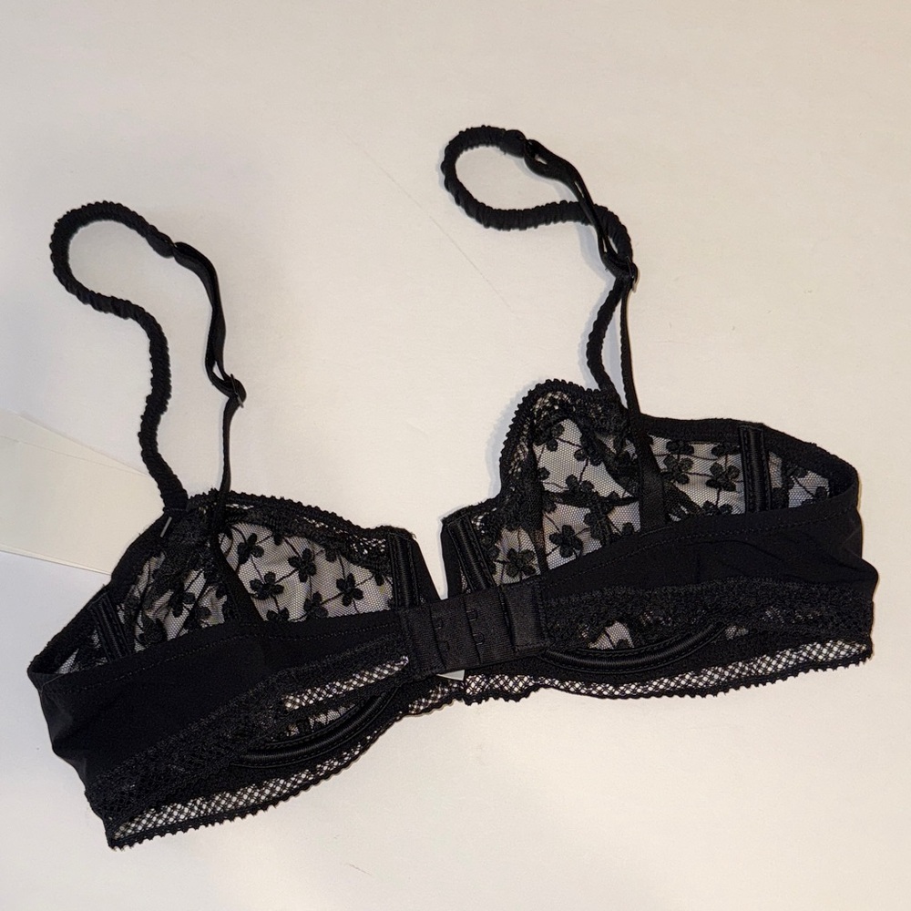 Simone Perele Hortense Black Floral Lace Underwire Unlined Demi Bra 34C - Picture 3 of 5